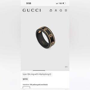 Gucci Icon 18k Yellow Gold & Corundum Ring NWT